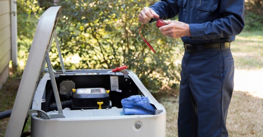 Technician services outside generator
